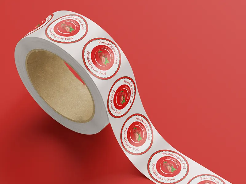 Ürün ve ambalaj uygulamaları için özel baskılı etiket ve sticker örneği