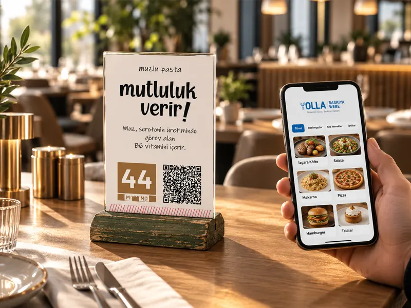 Restoran ve kafeler için telefonla erişilebilen dijital karekod menü örneği